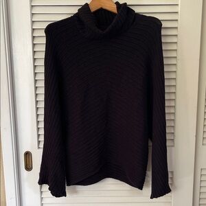Moth Ribbed Chevron Black Cowl Neck Sweater